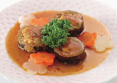 堀川ごぼうの肉詰め照り焼き