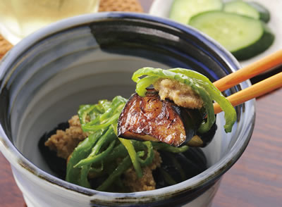 ナスの利久あえ