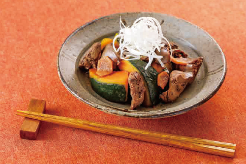 カボチャと鶏レバーのショウガ煮