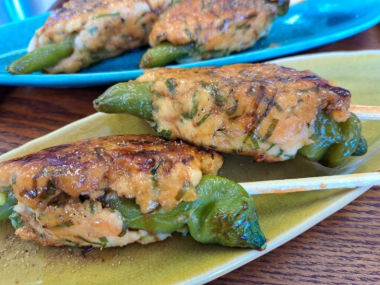 激ウマ！！万願寺甘とうの山椒つくね串