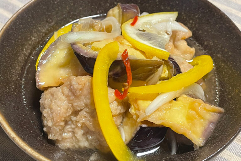 賀茂なすと豚肉の炒め物