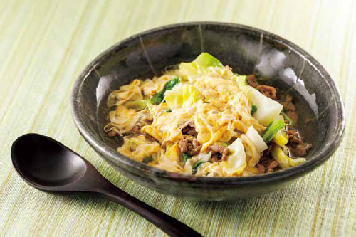 キャベツとひき肉の卵あんかけ